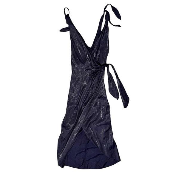 Free People Dresses & Skirts - Free People Navy Blue Glitter Maxi Wrap Dress Size S